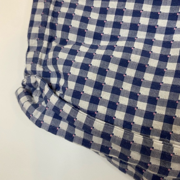TIBI Blue And White and Pink Checkered Print Shorts with Button - Picture 3 of 5